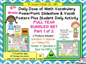 Preview of Math Word Wall Posters (4th Grade) ALGEBRA, NUMBERS in BASE 10  Set 1 of 2