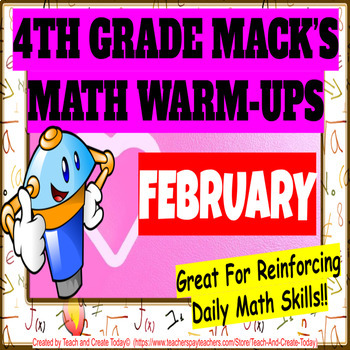 Preview of 4th Grade Daily Math Warm Up Activity Morning Work February Winter Bell Ringers