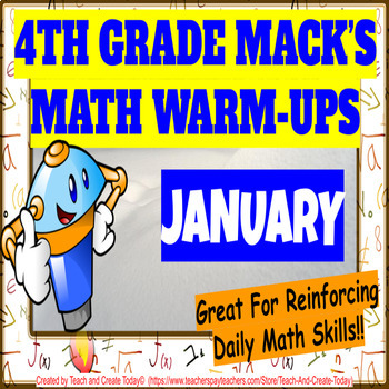 Preview of 4th Grade Daily Math Warm Up Activity Morning Work January Winter Bell Ringers