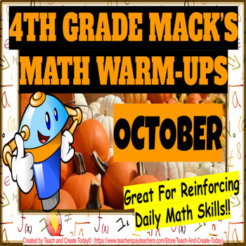 Preview of 4th Grade Daily Math Warm Ups Activity Morning Work October Fall Bell Ringers