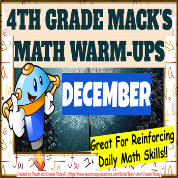 Preview of 4th Grade Daily Math Warm Ups Activity  Morning Work Winter Bundle Calendar