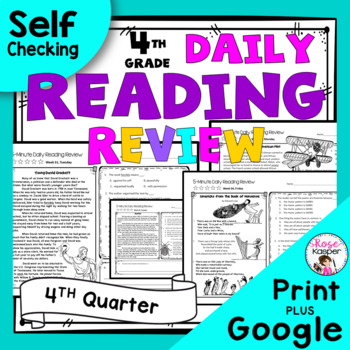Preview of 4th Grade Daily Reading Comprehension Review - Fourth Quarter