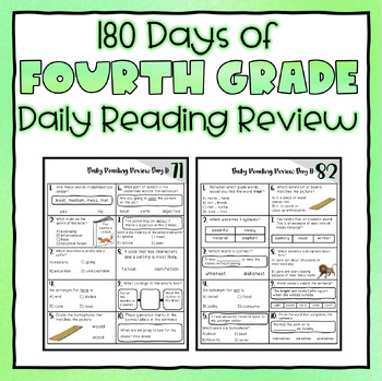 Preview of 4th Grade Daily Reading Review - 180 Days of Spiral Review