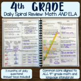 4th Grade Daily Spiral Review and Bell Work--12 Weeks!