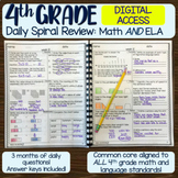4th Grade Daily Spiral Review and Bell Work (Distance Learning)