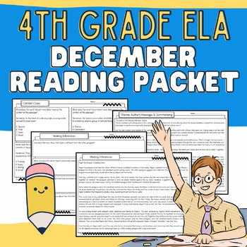 Preview of 4th Grade December Reading Packet Independent Work, Early Finisher, Morning Work