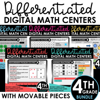 Preview of 4th Grade Digital Math Centers Differentiated BUNDLE