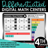 4th Grade Differentiated Digital Math Centers Fractions