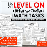 4th Grade Differentiated Math Tasks Worksheets 4.NF.1-4.NF