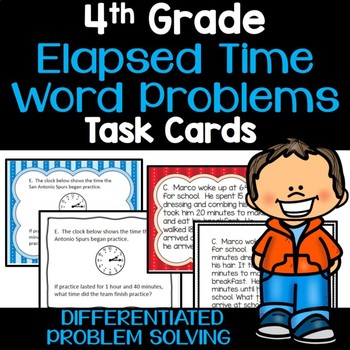 Preview of 4th Grade Elapsed Time Word Problems Differentiated Task Cards