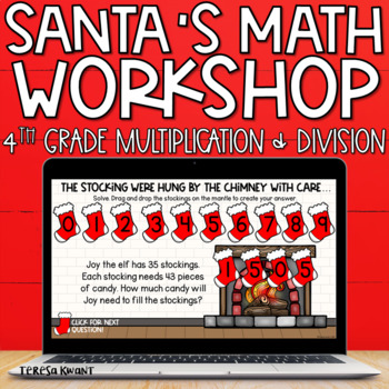 Preview of 4th Grade Digital Christmas Math Activities and Centers | Distance Learning