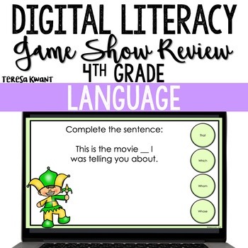 Preview of 4th Grade Digital Language Test Prep Game Google Slides & PowerPoint