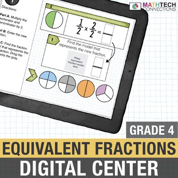 Preview of 4th Grade Digital Math Center Equivalent Fractions | Digital Test Prep 4.NF.1