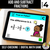 4th Grade Digital Math Game | Add and Subtract Fractions |