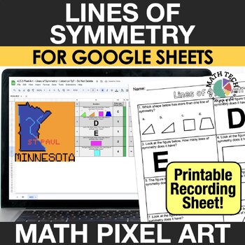 Preview of 4th Grade Digital Math Pixel Art Review Lines of Symmetry 4.G.3 Activity