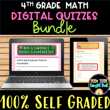 Preview of 4th Grade Self Grading Math Quizzes ALL Standards BUNDLE