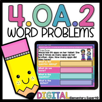 Preview of 4th Grade Digital Multiplication Word Problems 4.OA.2