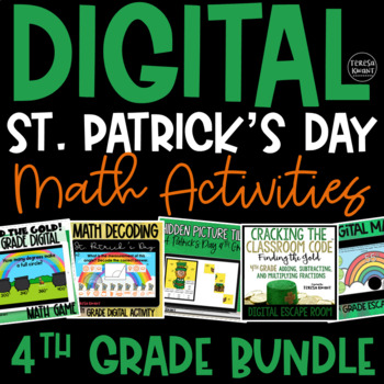 Preview of 4th Grade Digital St. Patrick's Day Math Activities and Centers