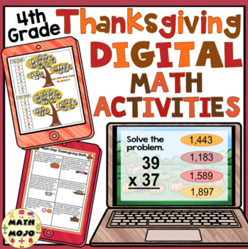 Preview of 4th Grade Digital Thanksgiving Math Activities