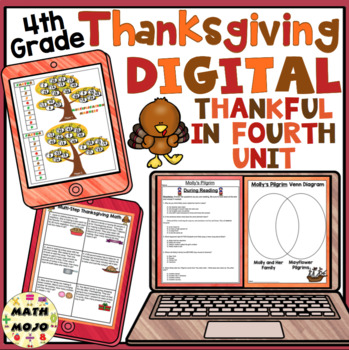 Preview of 4th Grade Digital Thanksgiving Unit: Reading, Writing, Math, & Social Studies