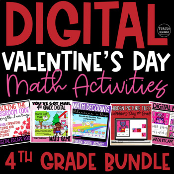 Preview of 4th Grade Digital Valentine's Day Math Activities & Centers | Distance Learning