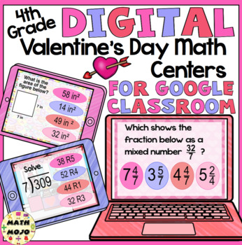 Preview of 4th Grade Digital Valentine's Day Math Centers
