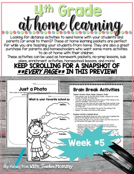 4th Grade Distance Learning Packet: At Home Learning Activities Week #5