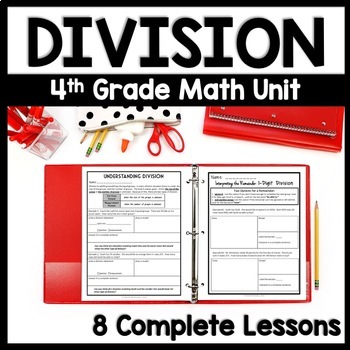 Preview of 4th Grade Division Review Unit, Whole Number Long Division Worksheets Grade 4