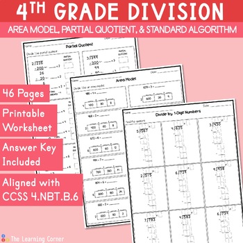Preview of 4th Grade Division Bundle - Area Model, Partial Quotient & Standard Algorithm