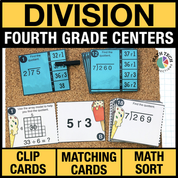 Preview of 4th Grade Division Centers - 4th Grade Math Task Cards | Math Games