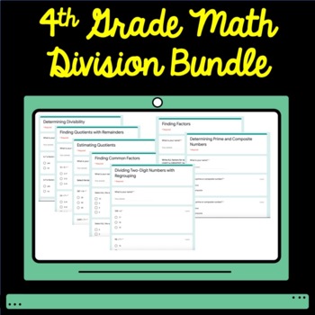 Preview of 4th Grade Math Division Google Form Assessment Bundle