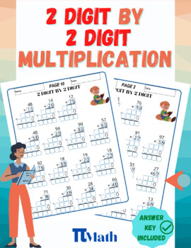 Preview of 2 Digits by 2 Digit Multiplication | Digital & Printable | With Guided Gridlines
