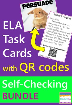 Preview of ELA Task Cards with QR Codes BUNDLE