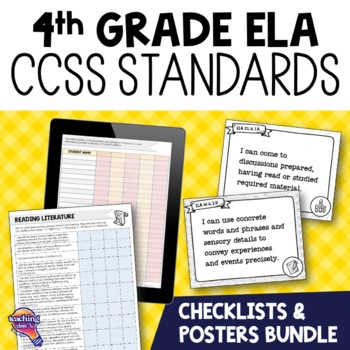 Preview of 4th Grade ELA CCSS Standards I Can Posters & Checklists Bundle