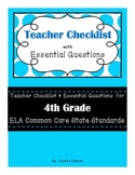 4th Grade ELA CCSS - Teacher Checklist & Essential Questions