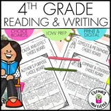 4th Grade ELA Choice Boards for Reading and Writing - Diff