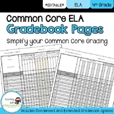 4th Grade ELA Common Core Gradebook Pages **EDITABLE**