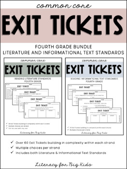 Preview of 4th Grade ELA Common Core Reading Exit Tickets (Literature & Info. Text) BUNDLE!