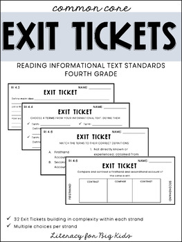 Preview of 4th Grade ELA Common Core Reading Info Text Exit Tickets