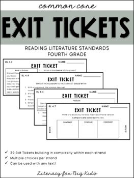 Preview of 4th Grade ELA Common Core Reading Literature Exit Tickets (ALL Lit. Standards)
