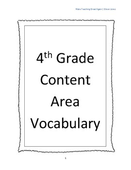 Preview of 4th Grade ELA Content Area Vocabulary Glossary