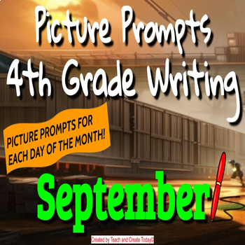 Preview of 4th Grade ELA Daily Writing Prompts Pictures Activities Fall Autumn Bundle