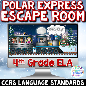 Preview of 4th Grade ELA Digital Polar Express Escape Room Game | Christmas Activities