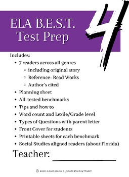 Preview of 4th Grade ELA FAST Test Prep *B.E.S.T. Aligned*