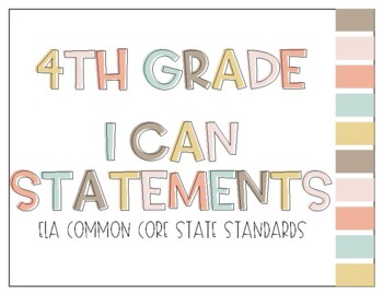 Preview of 4th Grade - ELA I Can Statements (CCSS)