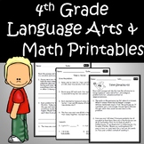 4th Grade ELA Language Arts & Math Review Worksheets End o