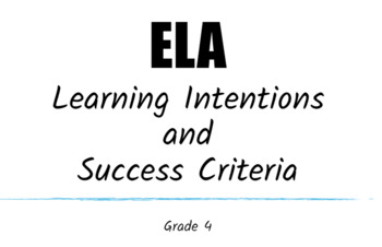 Preview of 4th Grade ELA Learning Intentions and Success Criteria