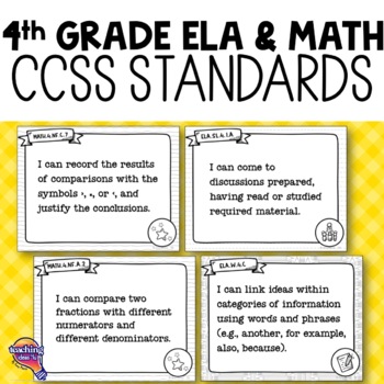 Preview of 4th Grade ELA & MATH CCSS I Can Posters BUNDLE | Common Core State Standards