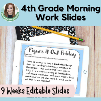 Preview of 4th Grade Editable ELA & Math Morning Meeting Slides August, September, October