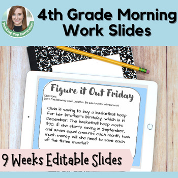 Preview of 4th Grade Editable ELA & Math Morning Meeting Slides October, November, December